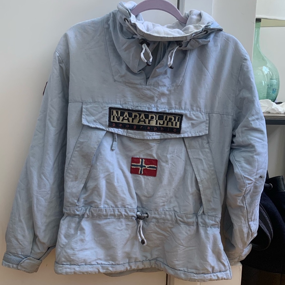Napapijri light blue jacket fleece lined M